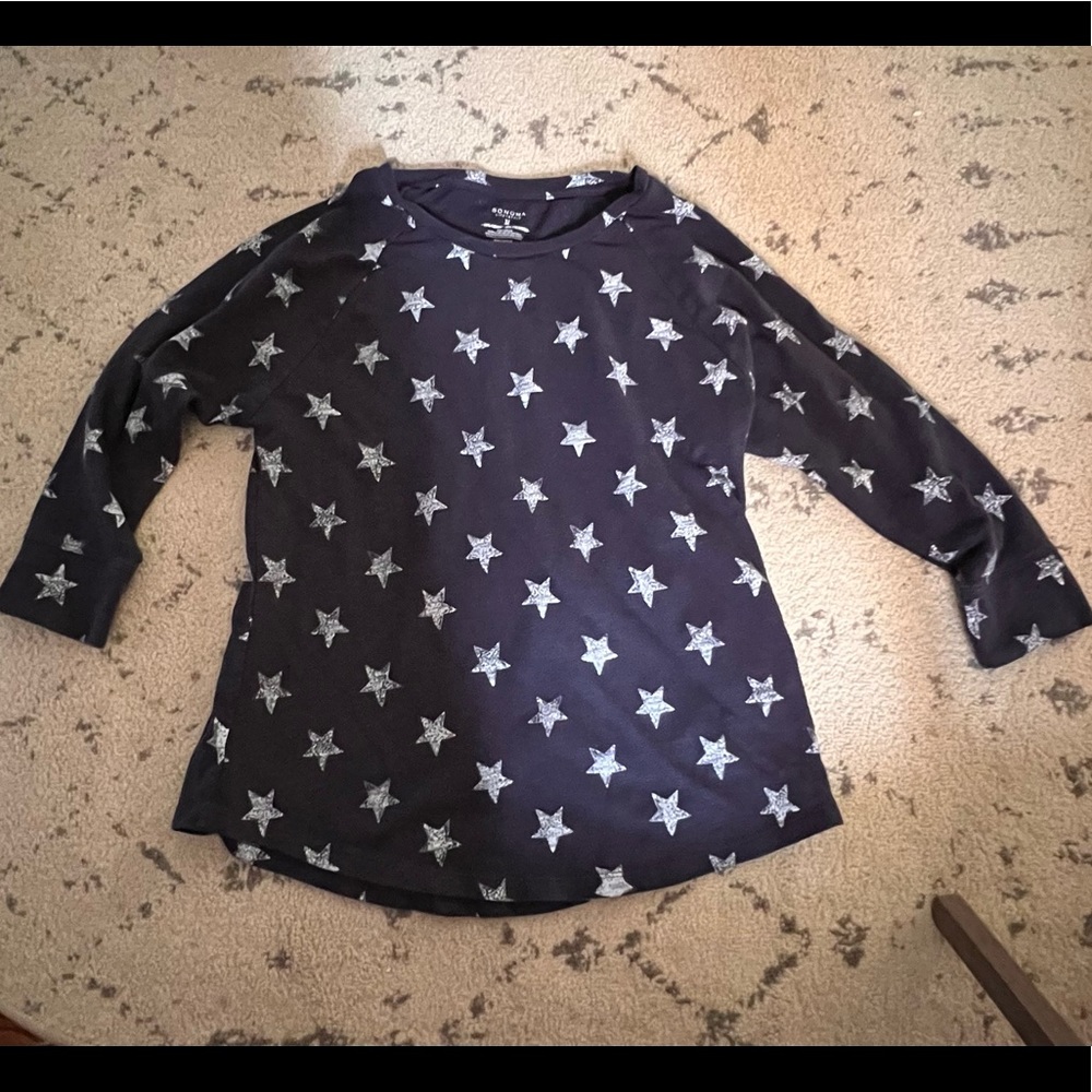 Sonoma Size M Navy & White Stars 3/4 Sleeve Shirt